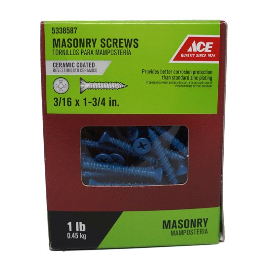 (image for) 3/16 in. x 1-3/4 in. L Phillips Flat Head Masonry Screws 1 l