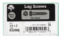 (image for) 1/4 in. x 2 in. L Hex Stainless Steel Lag Screw 50 pk
