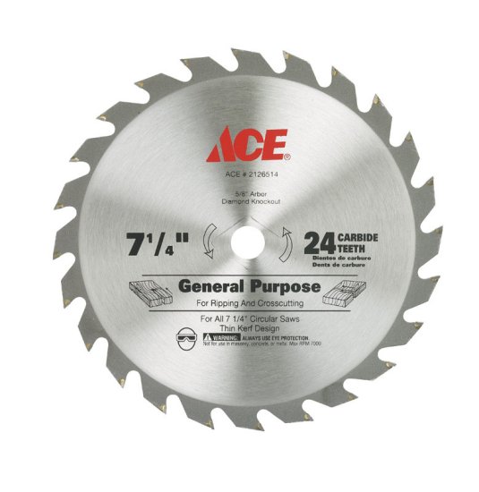 (image for) 7-1/4 in. Dia. x 5/8 in. Carbide Tipped Circular Saw Blade 24 t