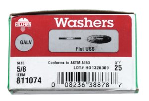 (image for) Hot Dipped Galvanized Steel 5/8 in. USS Flat Washer 25 p