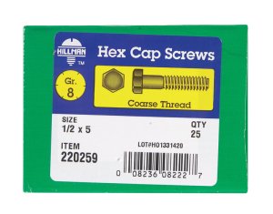 (image for) 1/2 in. Dia. x 5 in. L Heat Treated Steel Hex Head Cap S