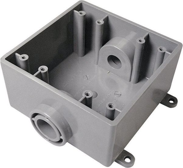 (image for) Cantex 32 cu in Square PVC 2 gang Outlet Box Gray