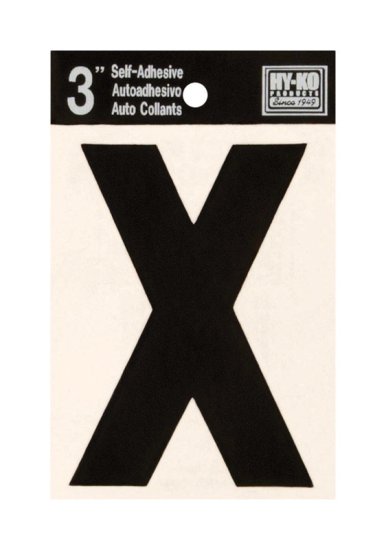 (image for) 3 in. Black Vinyl Self-Adhesive Letter X 1 pc.