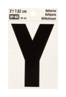 (image for) 3 in. Reflective Black Vinyl Self-Adhesive Letter Y 1 pc.