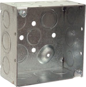 (image for) 4 in. Square Steel 2 gang Junction Box Gray