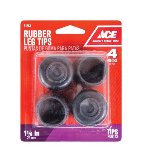 (image for) Rubber Leg Tip Black Round 1-1/8 in. W 4 pk