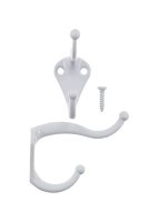 (image for) 3 in. L White White Metal Small Coat and Hat Hook 2 pk