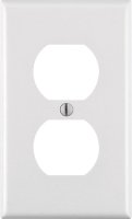 (image for) White 1 gang Thermoset Plastic Duplex Outlet Wall Plate
