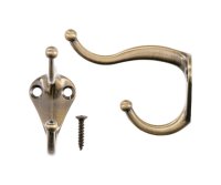 (image for) 3 in. L Antique Brass Gold Brass Small Coat and Hat Hook 2 p