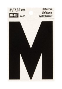 (image for) 3 in. Reflective Black Vinyl Self-Adhesive Letter M 1 pc.