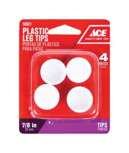 (image for) Plastic Leg Tip White Round 7/8 in. W 4 pk