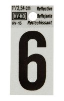 (image for) 1 in. Reflective Black Vinyl Self-Adhesive Number 6 1 pc.