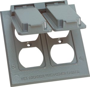 (image for) Electric Square Metal 2 gang Duplex Box Cover For Wet Loca