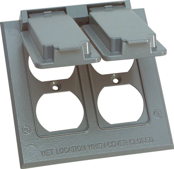 (image for) Electric Square Metal 2 gang Duplex Box Cover For Wet Loca