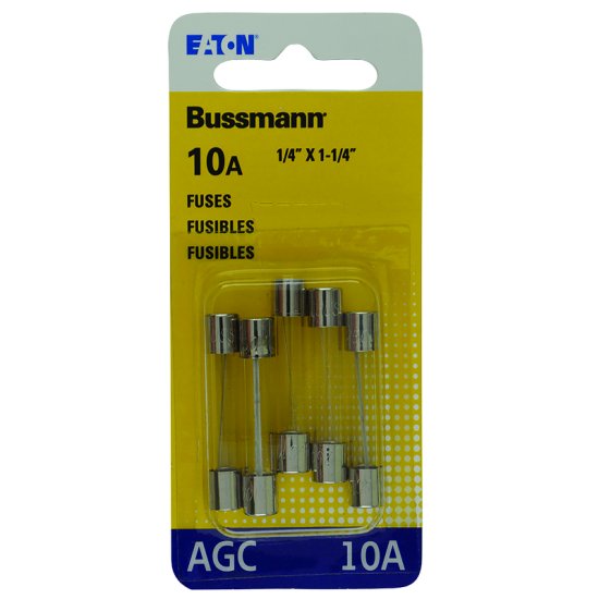 (image for) 10 amps AGC Glass Tube Fuse 5 pk