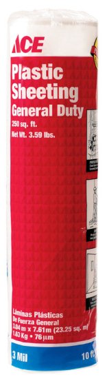 (image for) Plastic Sheeting 3 mil x 10 ft. W x 25 ft. L Polyethylene Cl