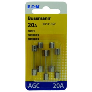(image for) 20 amps AGC Glass Tube Fuse 5 pk