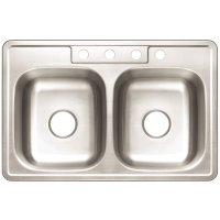 (image for) Drop-In Stainless Steel Kitchen Sink 33 in. 4-Hole Double Bowl