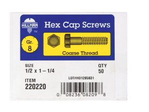 (image for) 1/2 in. Dia. x 1-1/4 in. L Heat Treated Steel Hex Head C