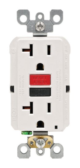 (image for) GFCI 20 amps 125 V Duplex White Outlet 5-20R 1 pk