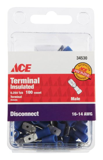 (image for) Insulated Wire Male Disconnect Blue 100 pk