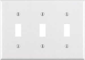 (image for) White 3 gang Thermoset Plastic Toggle Wall Plate 1 pk