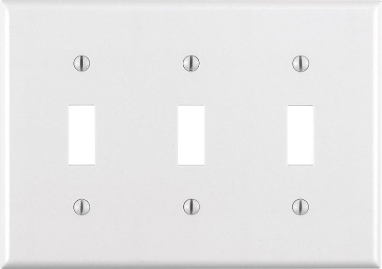 (image for) White 3 gang Thermoset Plastic Toggle Wall Plate 1 pk