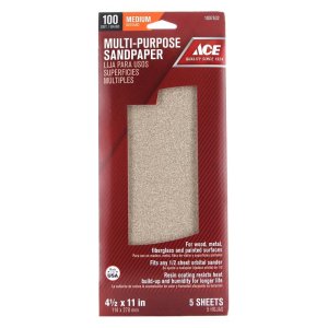 (image for) 11 in. L x 4-1/2 in W 100 Grit Multi-Purpose Sandpaper 5pk