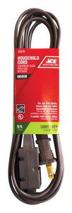 (image for) Indoor 9 ft. L Brown Extension Cord 16/2 SPT-2