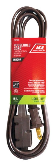 (image for) Indoor 9 ft. L Brown Extension Cord 16/2 SPT-2