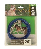(image for) PDQ Blue / Silver Vinyl Coated Cable Dog Tie Out Medium