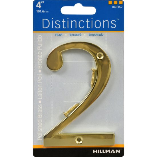 (image for) 4 in. Gold Brass Screw-On Number 2 1 pc.