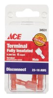 (image for) 22-16 AWG Insulated Wire Male Disconnect Red 6 pk