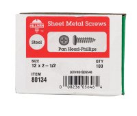 (image for) No. 12 x 2-1/2 in. L Phillips Pan Head Zinc-Plated Steel