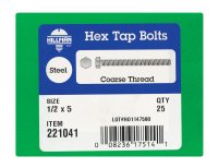 (image for) 1/2 in. Dia. x 5 in. L Zinc Plated Steel Hex Tap Bolt 25