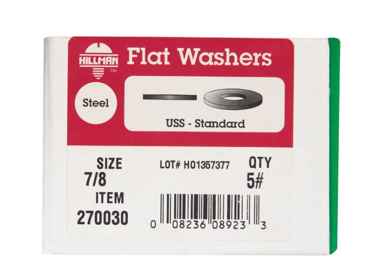 (image for) Zinc-Plated Steel 7/8 in. USS Flat Washer 32 pk