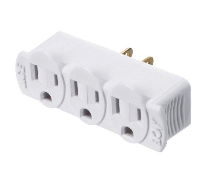 (image for) Grounded 3 outlets Adapter 1 pk