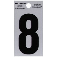 (image for) Hillman 2 in. Reflective Black Vinyl  Nail-On Number 8 1 pc
