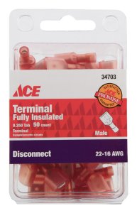 (image for) Insulated Wire Male Disconnect Red 50 pk