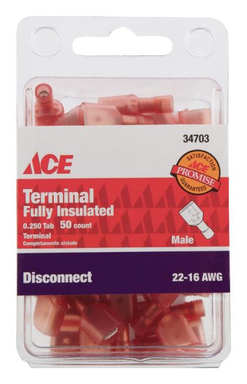 (image for) Insulated Wire Male Disconnect Red 50 pk