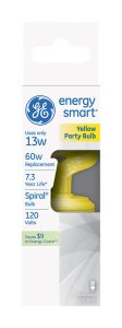 (image for) GE Energy Smart 13 watts T3 4.9 in. L CFL Bulb Yellow Decorative