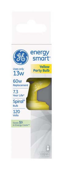 (image for) GE Energy Smart 13 watts T3 4.9 in. L CFL Bulb Yellow Decorative