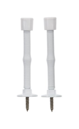(image for) 2.75 in. H x 3 in. W Metal White Spring Door Stop Mounts to