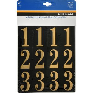 (image for) Hillman 2 in. Gold Vinyl Self-Adhesive Number Set 0-9 32 pc