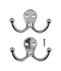 (image for) 1-3/4 in. L Chrome Silver Metal Small Double Garment Hook 2