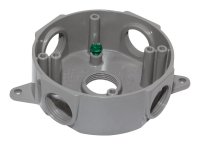 (image for) 5-1/2 in. Round Metallic Weatherproof Box Gray 1/2" 5-Hole