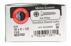 (image for) No. 10 x 2-1/2 in. L Phillips Oval Head Stainless Steel
