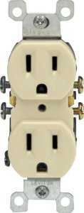 (image for) 15 amps 125 volt Duplex Ivory Outlet 5-15R 1 pk