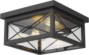 (image for) Flush Mount Ceiling 2-Light in Black Finish