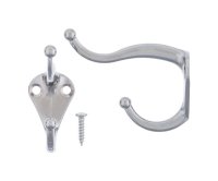 (image for) 3 in. L Chrome Silver Metal Small Coat and Hat Hook 2 pk